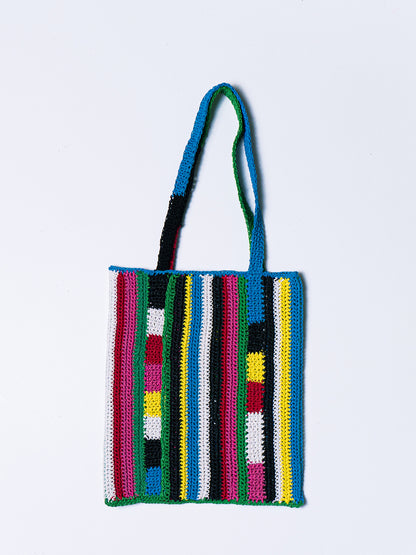 MULTICOLOUR CROCHET TOTE