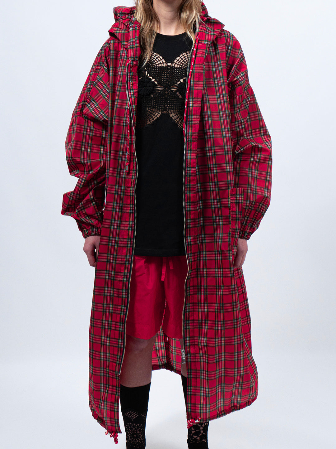 RED TARTAN PARKA / BAG